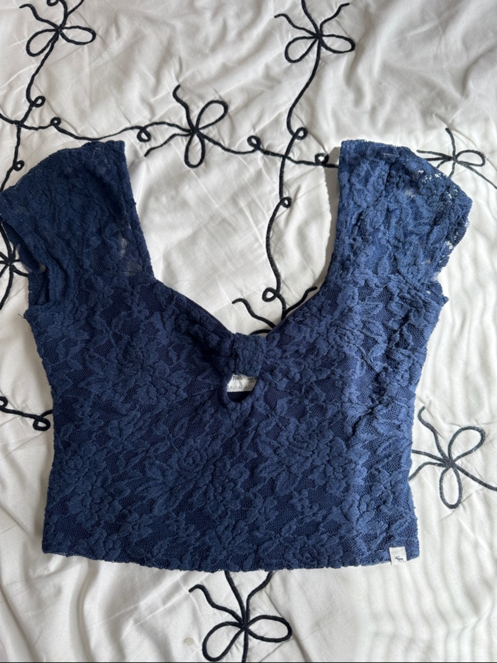 Abercrombie & Fitch Navy Blue Lace Crop Top